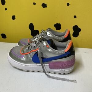 Nike Air Force 1 Womens Size 8 Sneakers Shoes Trainers Metallic Silver Purple